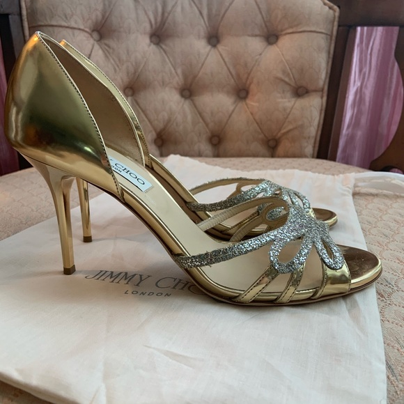 Jimmy Choo Gold Heels Sz 41 **WORN ONCE** - Picture 5 of 7
